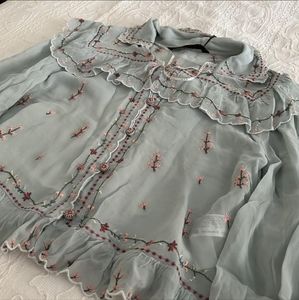 ZARA sheer embroidered blouse